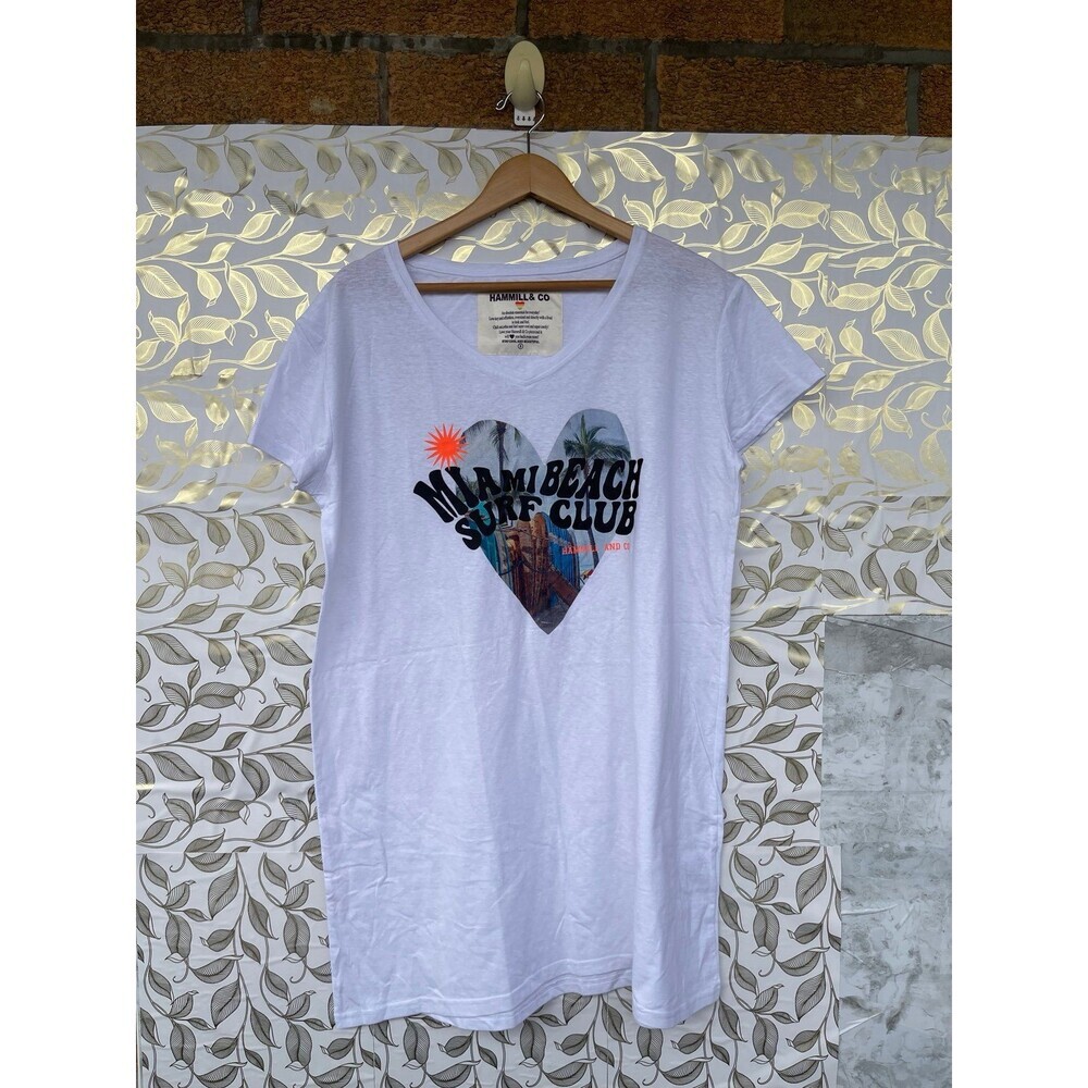 Hammill & Co Miami Beach Heart Graphic Slouchy Dress - Size Small - Surf Girl S